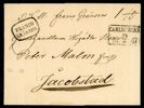 Förfilateli. Praktbrev till Finland stpl CARLSCRONA 13.8.1847 och FRANCO GRÄNSEN i oval.