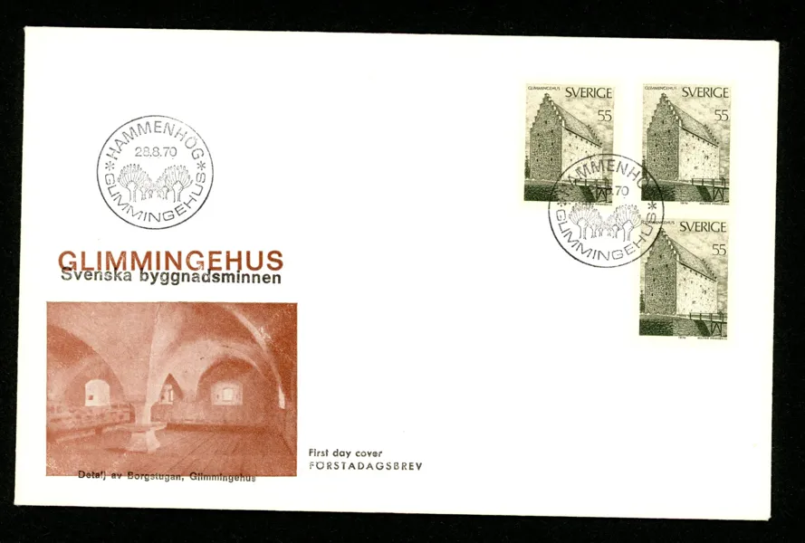 FDC 28.8.70 med vinjett som blivit tryckt lite snett.