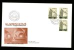 FDC 28.8.70 med vinjett som blivit tryckt lite snett.