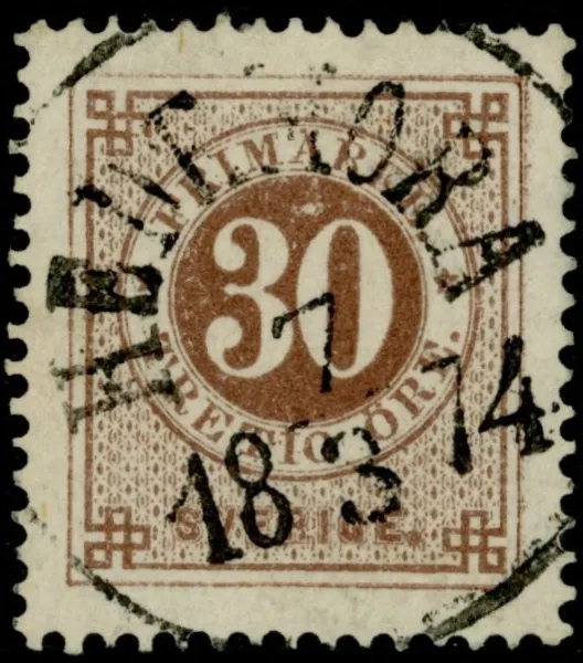 F25. HEDEMORA 7.3.1874. Obet kort tandspets. I mitt tycke ett praktex.