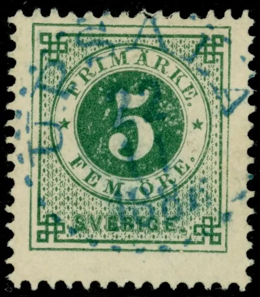 F30. UPSALA 22.11.1886 (blå). Trevligt ex.