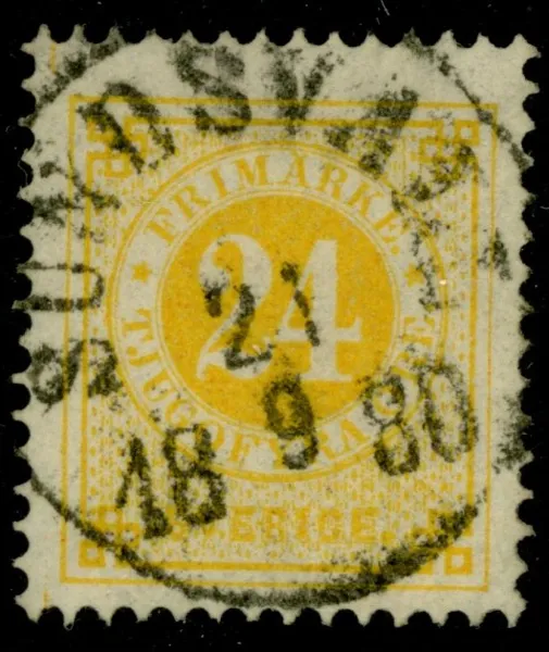 F34. SUNDSVALL 21.9.1880. Vacker, felfri 24-öring!