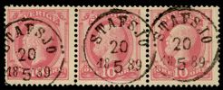 F45. Vackert 3-strip stpl STAFSJÖ 20.5.1889