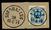 F21. Lyxklipp ÅSELE 28.6.1874 och sidostämpel NORDMALING samma datum. Det blir inte vackrare än så här!