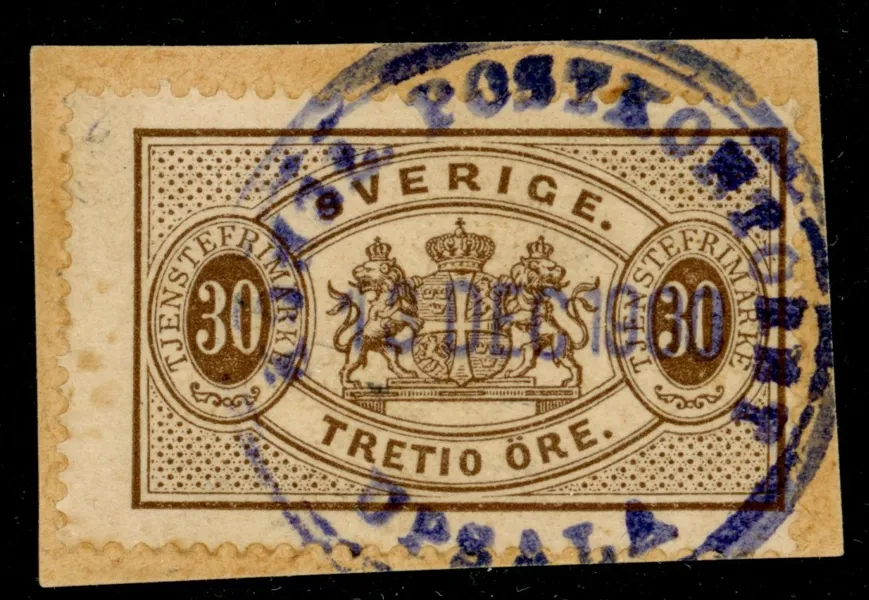 Tj21. Klipp med expeditionsstämpel KONGL POSTKONTORET UPSALA 13 DEC 1900.