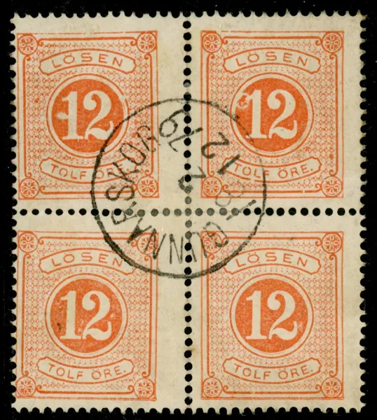 L5. Vackert 4-block stämplat GUNNARSKOG 2.12.1879