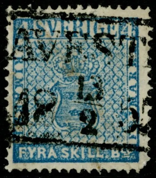 F2. AVEST(A) 13.2.1857. Felande hörntand, men lyxstämplat med 4-kantstämpel.