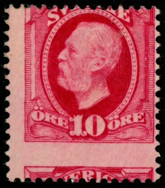 F54v7. Ostämplat ex, kraftigt felperforerat. Ovanligt.
