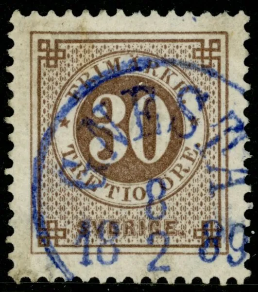 F47d. Blå GNESTA 8.2.1889. Sign O.P.