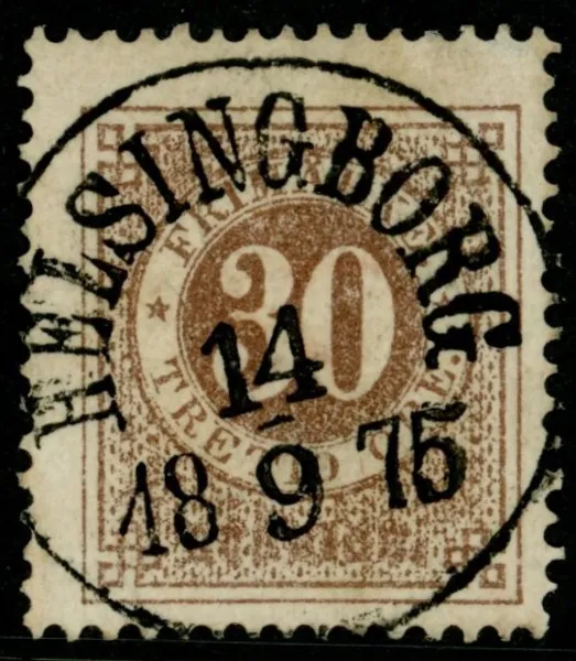 F25g. HELSINGBORG 14.9.1875. Fräscht och felfritt ex sign O.P.
