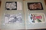 Vykortsalbum med 100 kort tidigt 1900-tal. Mest tematiska kort med humor på olika nivåer, men även två sedelkort, "jättedamer" m.m.