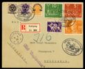 KUGLEPOSTEN. Brev med riklig frankering stpl FILIPSTAD 9.7.36 men med reketikett ENKÖPING. 