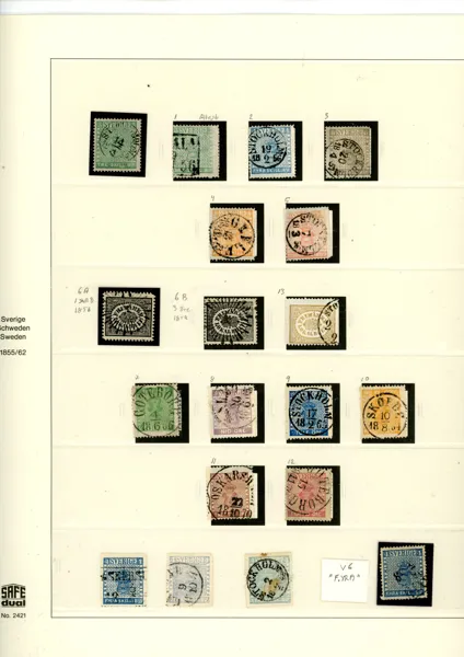 Välfylld samling 1855-1911 i Safe-album. 