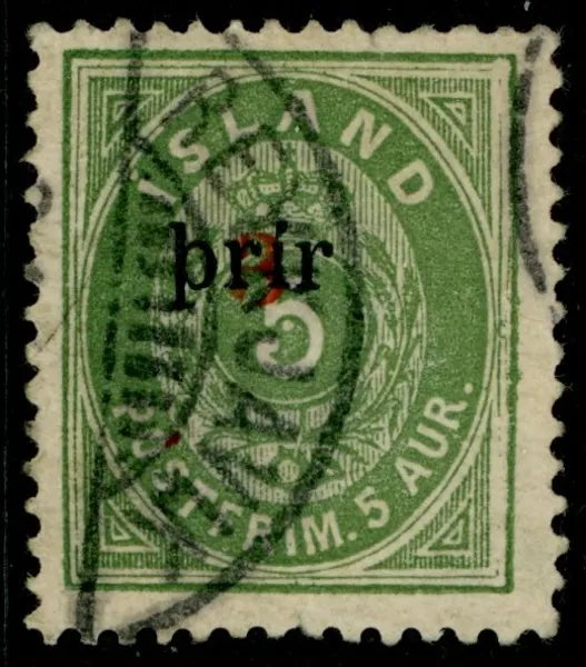 F33. 3 þrir stor stil perf 14x13½. Stämplat ex av ett svårt märke, dock 1 mm riss i överkant. F 38000 kr