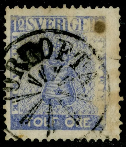 F9. ÖRTOFTA strålstämpel. Rättvänt avtryck, märket med fläckar. Postal 2000 kr