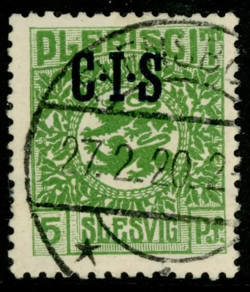 Slesvig. Tj2. Stämplat ex från den sällsynta tjänsteserien med påtryck CIS. Kt. F 1100 kr
