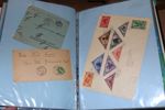 VÄRLDEN. FDC och några andra brev i fem album. Grönland, Färöarna, Norge, Island inkl bättre. Dessutom två album blandade länder med flera intressanta, bl.a. fyra FDC/brev från TANNU TUVA 1930-tal.