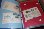 VÄRLDEN. FDC och några andra brev i fem album. Grönland, Färöarna, Norge, Island inkl bättre. Dessutom två album blandade länder med flera intressanta, bl.a. fyra FDC/brev från TANNU TUVA 1930-tal.