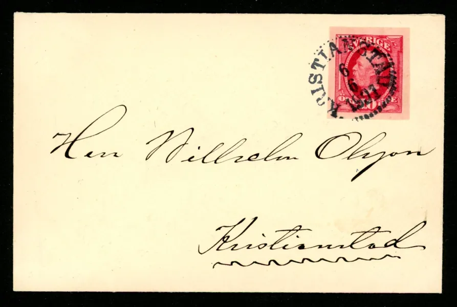 F54v1. Otandat ex med breda marginaler på brev KRISTIANSTAD 6.6.1901
