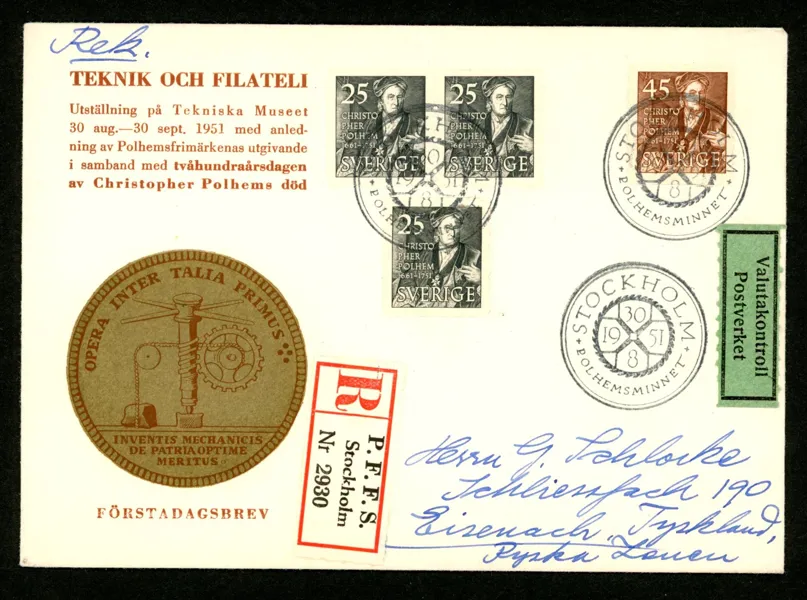 F438-39. 30.8.51. FDC med vinjett enl bild