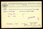 F145A. Vackert kort till Kafferosteriaktiebolaget Excelsior, sänt från SEXDREGA 31.5.1930 till Gbg.