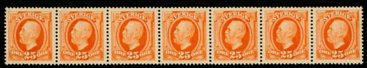 F67. Postfriskt 7-strip. F 4550 kr