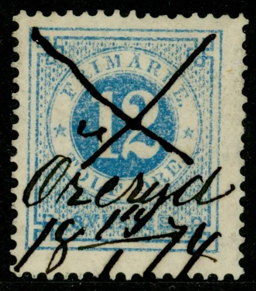 F21. Bläckmakulering Öreryd 17.1.1874. Enligt Postal fick Öreryd egen poststämpel först 1896! Mycket intressant objekt!