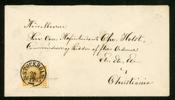 F10d1. Mycket vackert brev till Norge stpl STOCKHOLM 28.12.1863. Nyansbestämt av Olle Pettersson.