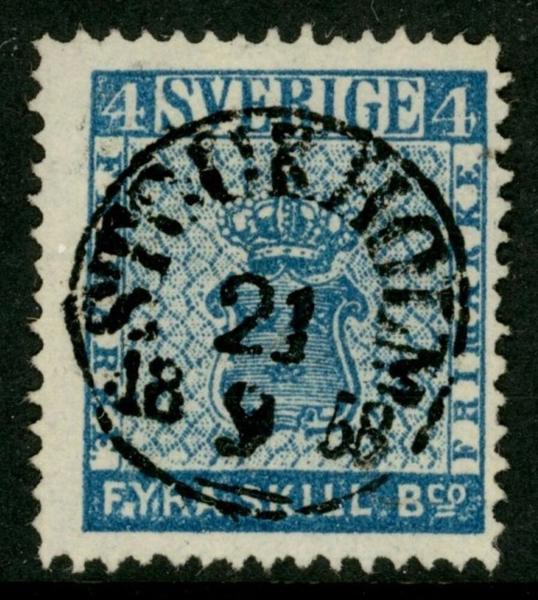 F2lv4. STOCKHOLM 21.9.1858. Felfritt, vackert ex med variant.