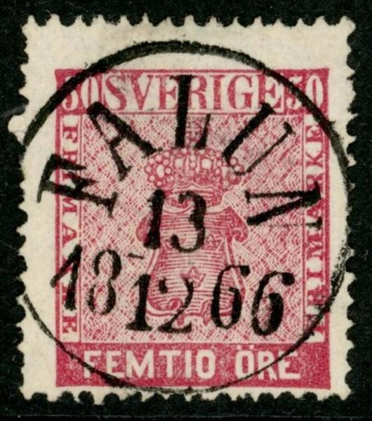 F12f1. FALUN 13.12.1866. Felfritt, lyxstämplat ex!