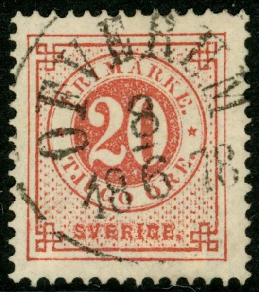 F33a. ÖFVERUM 8.6.1878. Felfritt ex, nära prakt.