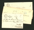 Förfilateli. Lot 10 brev 1830-70-tal, bl.a. Westerås bågstämpel 1834, Mariestad 4-kant 1842.
