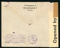 F294 i 4-strip och F325 i par som 4,70 kr frankering på censurerat luftpostbrev till Venezuela, stpl STOCKHOLM 1 20.2.41