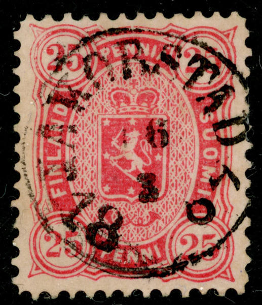 F17 perf 12½x12½. JAKOBSTAD 16.3.1884 prakt-lyxexemplar!